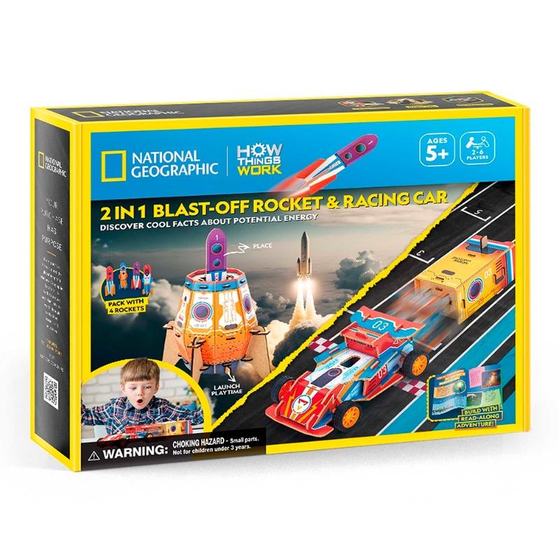 National Geographic 2 in 1 Blast Off Rocket And Racing Car