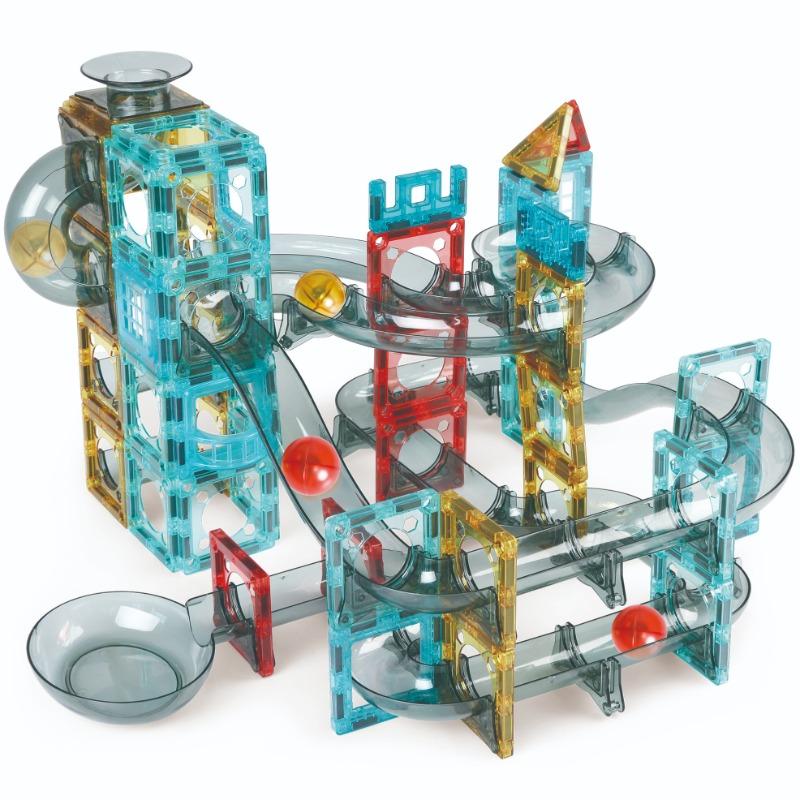 مجموعة كتل البناء المغناطيسية ماجنتيك تايلز ماربل رولر 100 قطعة