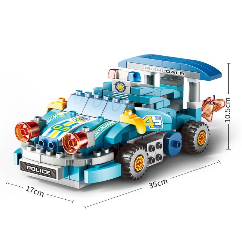 فييلو طقم بناء سيارة شرطة سباق قابلة للتحويل – 182 قطعة للأطفال