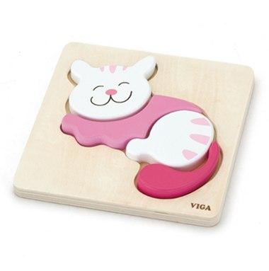 Viga Toys- Mini Block Puzzle - cat