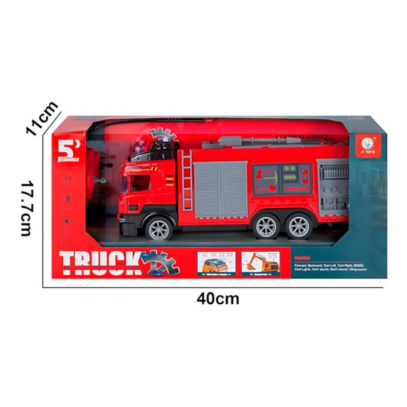 جي تي تويز - شاحنة إطفاء مع أضواء وموسيقى بجهاز تحكم عن بعد لون أحمر