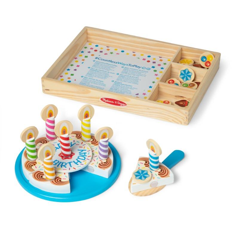 Melissa And Doug Birthday Party Cake - Wooden Play Food With Mix-n-Match Toppings and 7 Candles