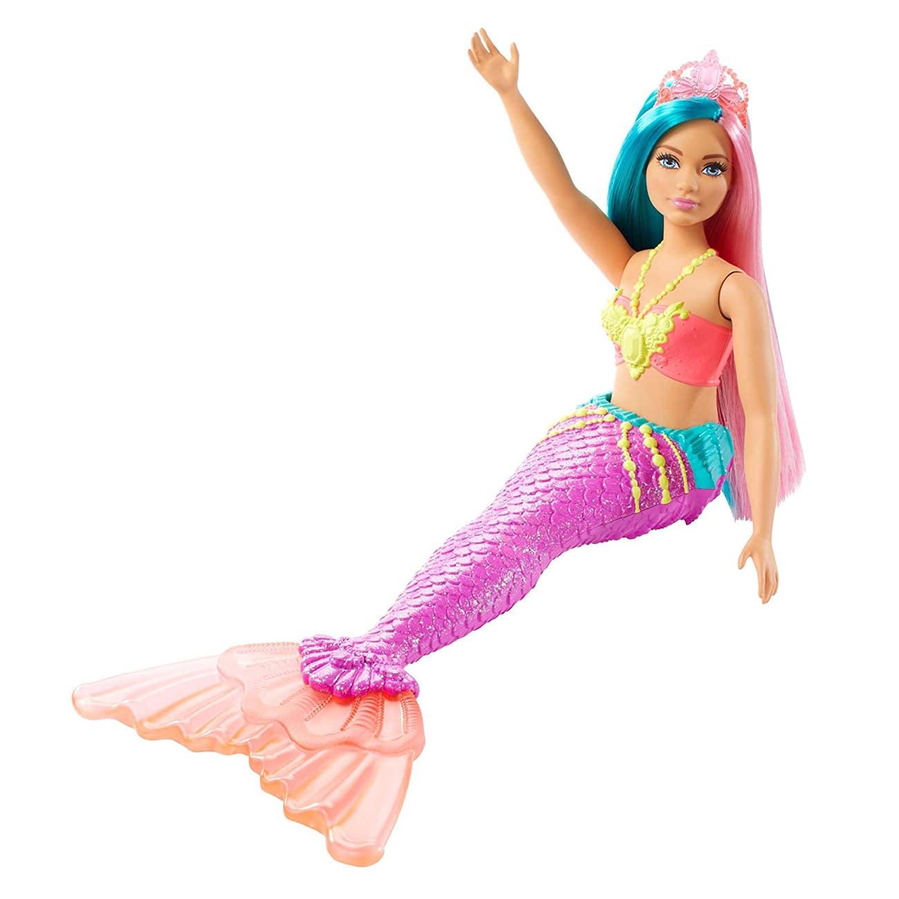 دمية حورية البحر باربي وشعرها الأخضر والوردي