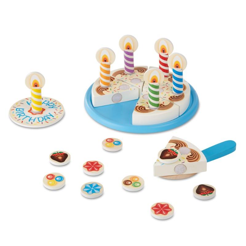 Melissa And Doug Birthday Party Cake - Wooden Play Food With Mix-n-Match Toppings and 7 Candles