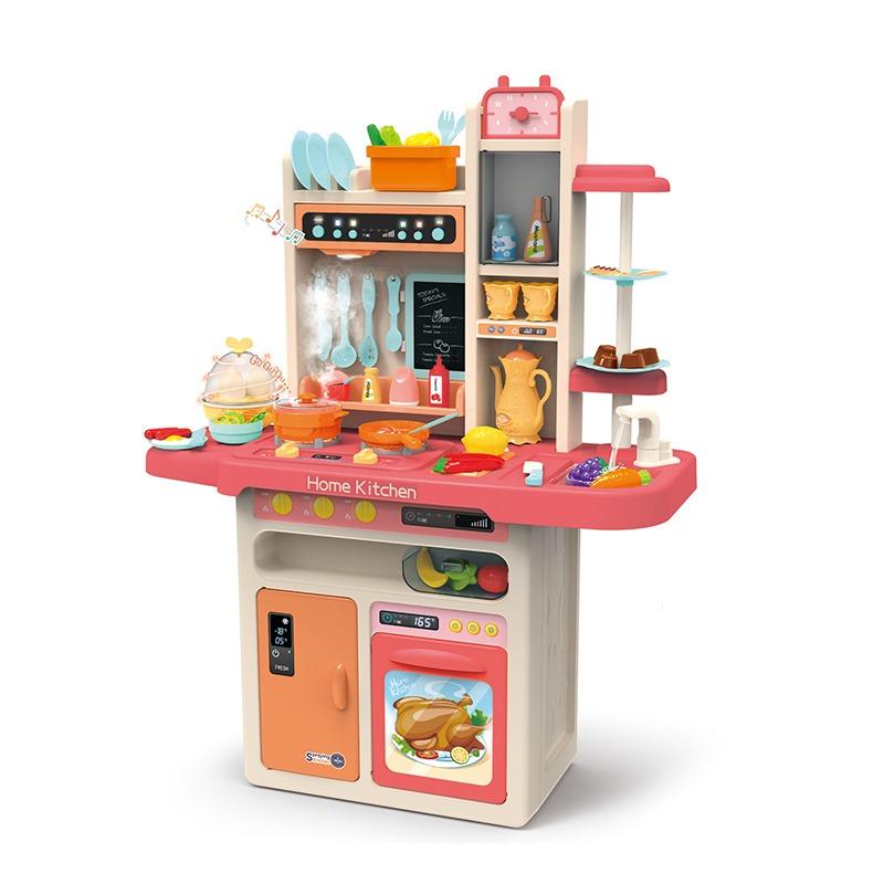 Modern Kitchen Play Set With Light Music And Water/Pink - 65pcs