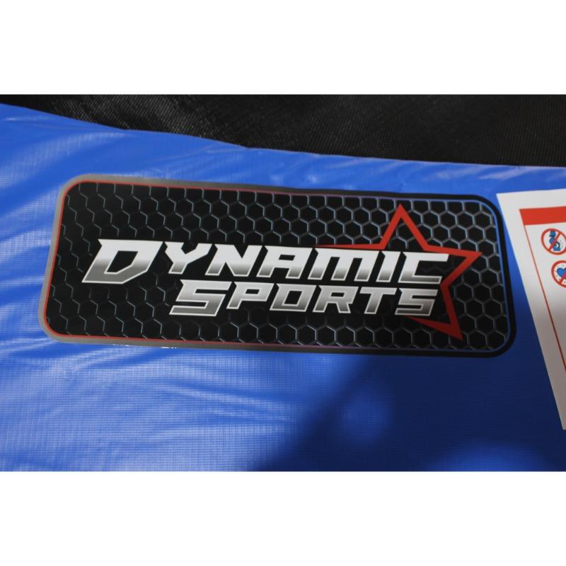 funjump 14 ft blue trampoline with outside short pole safety net and ladder