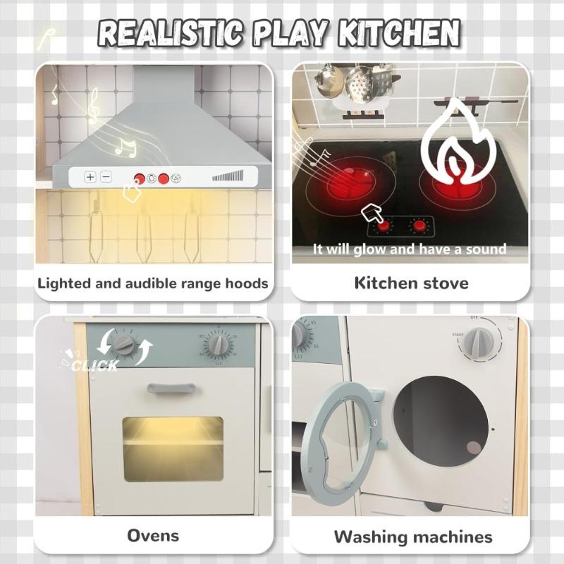 مطبخ ألعاب خشبي – طقم مطبخ تمثيلي من الخشب الصلب