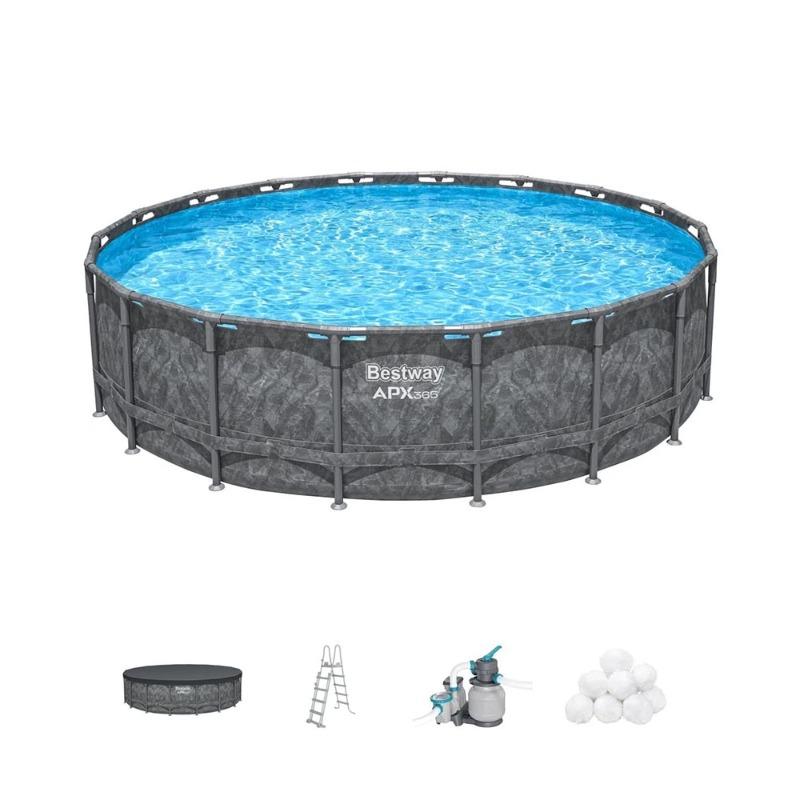 بيست واي - مجموعة حمام سباحة دائري 6.71 متر × 1.32 متر - رمادي