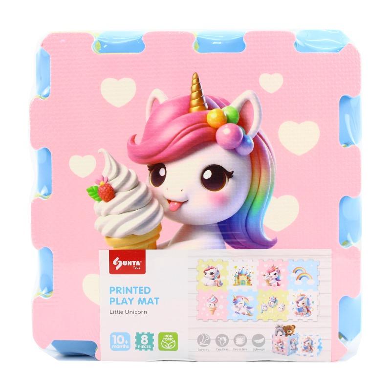 سجادة لعب بازل مطبوعة وحيد القرن الصغير من سنتا 8 قطع