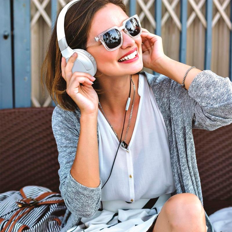 ليكسي بوك - سماعات راس بلوتوث 2 في 1 قابلة للطي لون أبيض