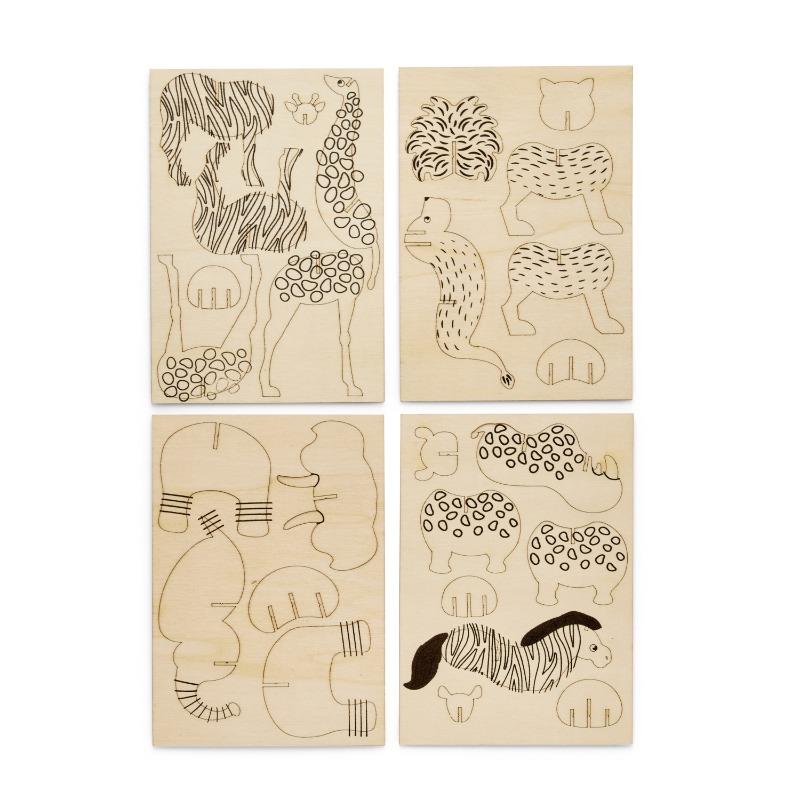 كرايولا - حقيبة نشاط مجموعة حيوانات الغابة الخشبية ثلاثية الأبعاد