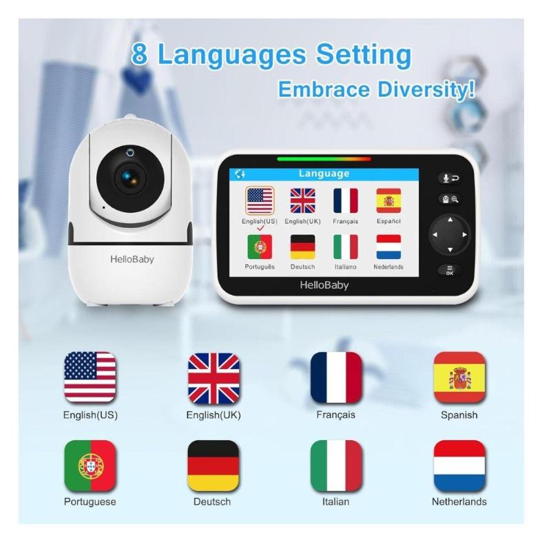 هلو بيبي - جهاز مراقبة الطفل فيديو بشاشة LCD 5 إنش