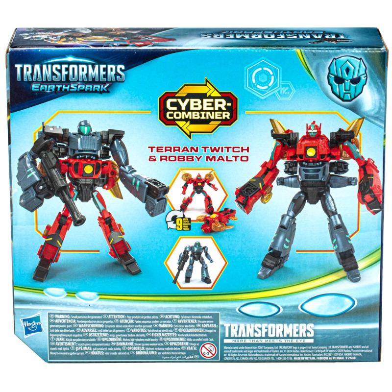 Transformers Earth Spark Cyber Combiner Terran Twitch and Ruby Malto Figures