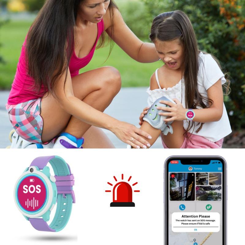 WatchOut Next-Gen+ Kids Phone Smartwatch with GPS Tracking, Heart Rate, Fever Alert, 4G Sim Enabled, Audio-Video Call, Convirtible Air Tag, Changeable Dial Ring, SOS & Parental Lock (Lavender Purple)
