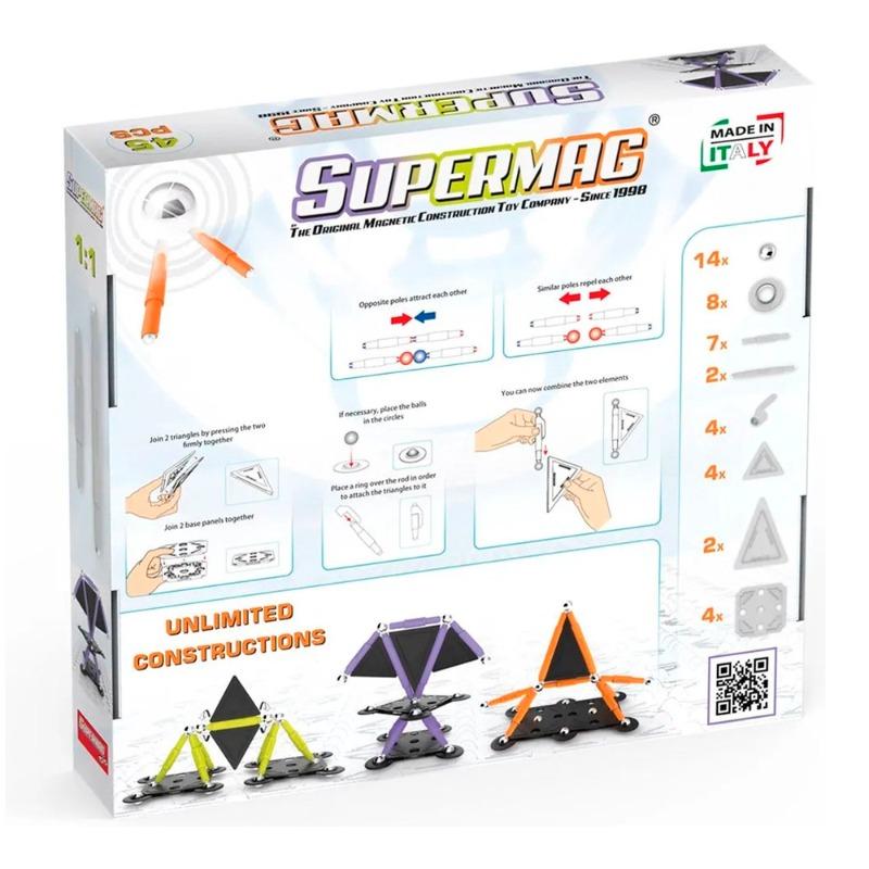 Supermag Projects Magnetic Building Blocks - 45 Pcs