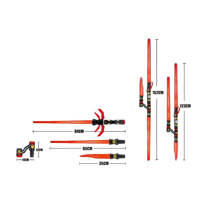 مجموعة سيوف تلسكوبي بالضوء والصوت - لون أحمر