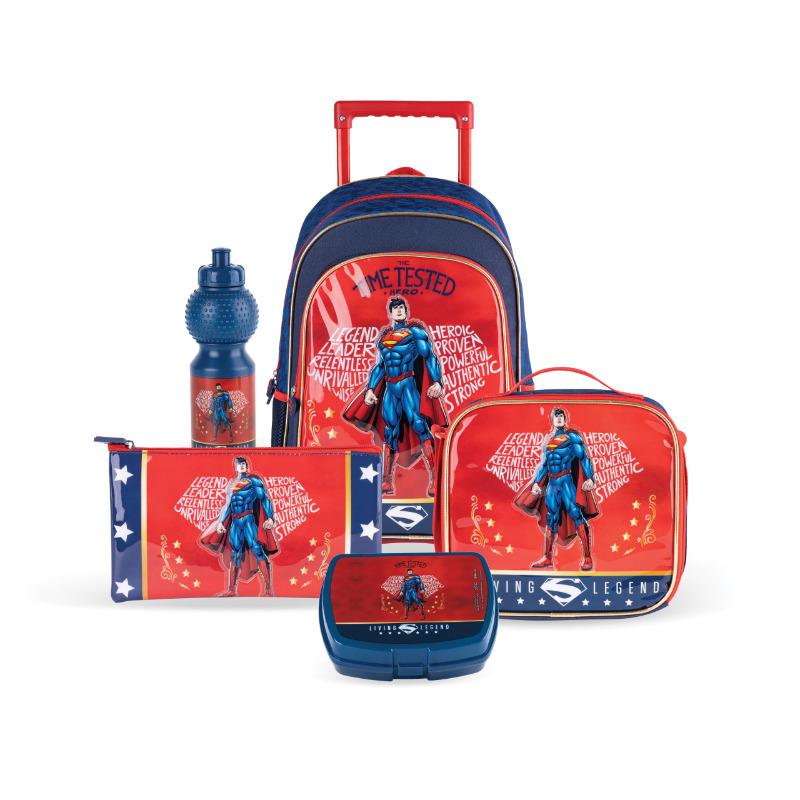 Warner Bros 5 in 1 Trolley School Bag Set - Superman Time Tested Hero