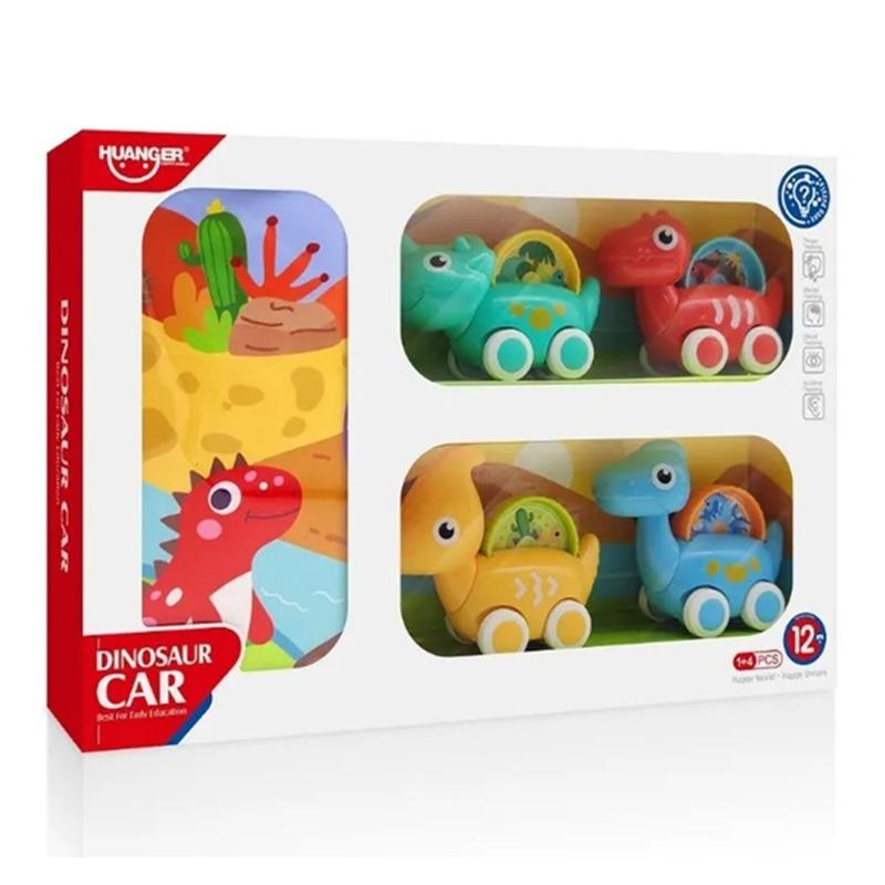 Huanger Dino Wheels Dinosaur Car Set 4 Pcs