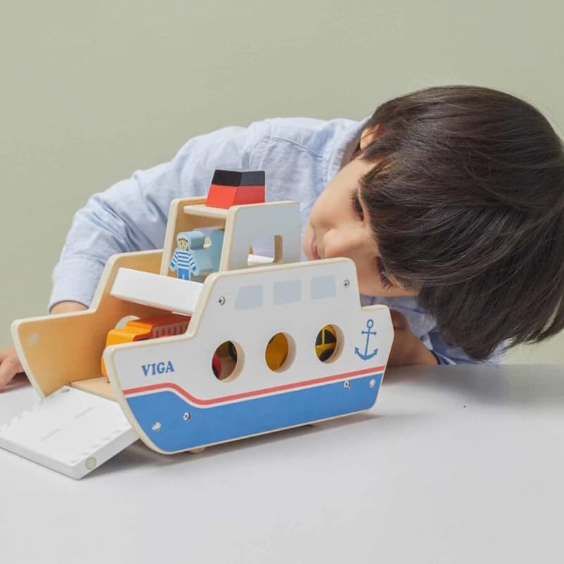 VIGA Wooden Ferry Ship Captain Cars