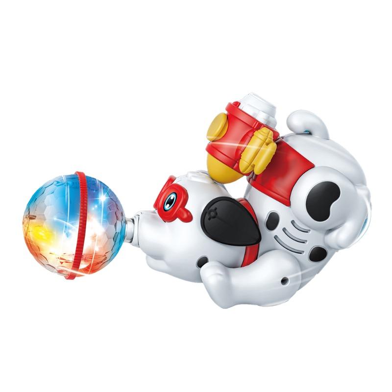 كلب راقص يدور 360 درجة مع ضوء وصوت، أبيض