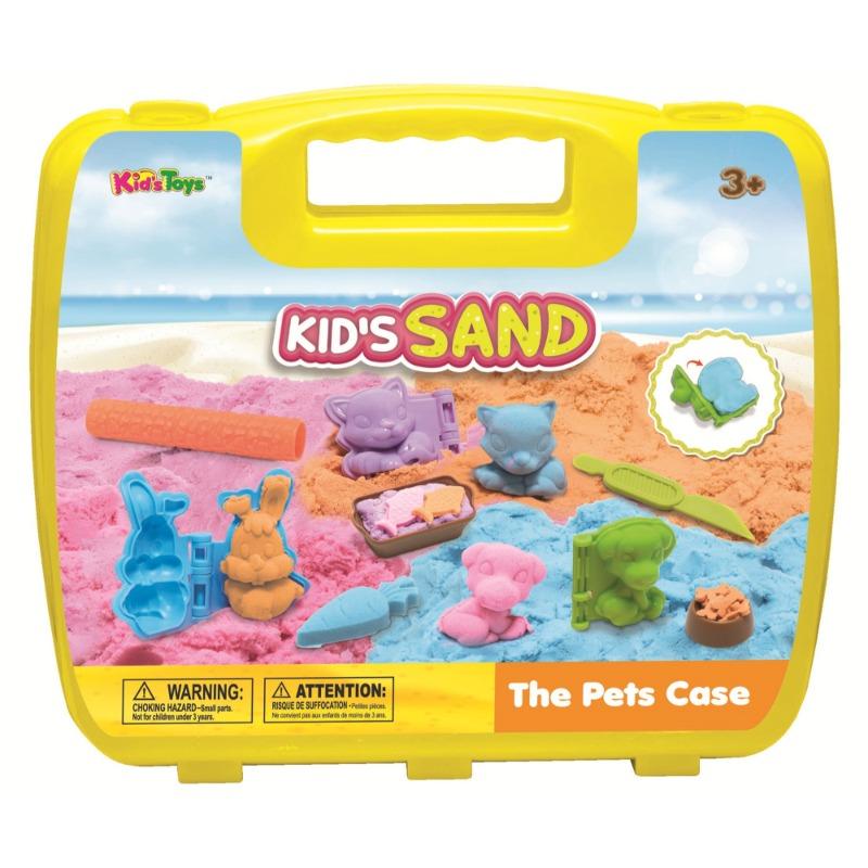 طقم لعب الرمل الحركي الحيوانات الأليفة للأطفال مع حقيبة.