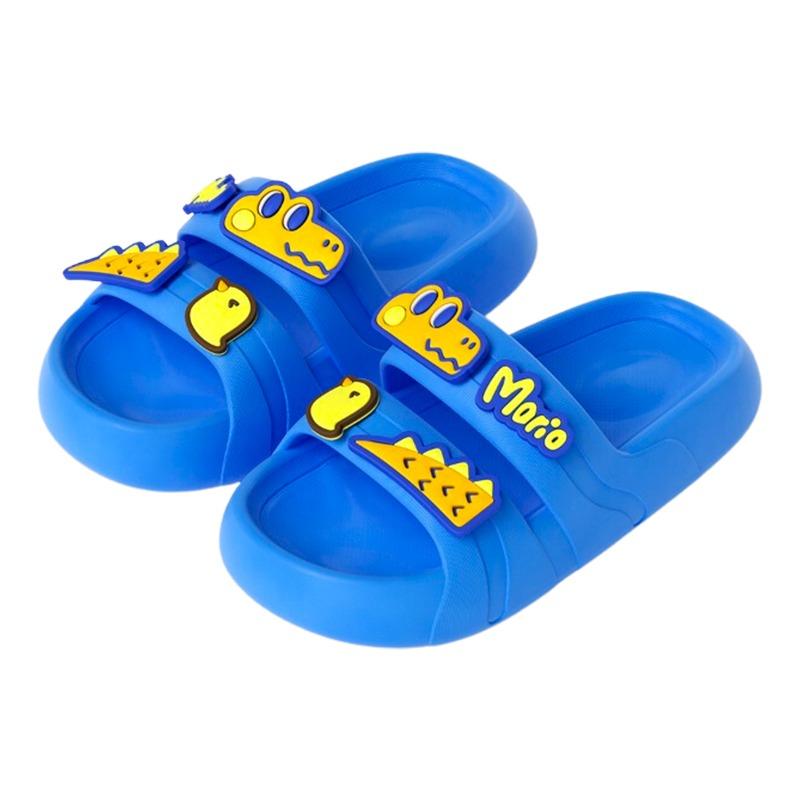 Cheerful Mario Large Drop Plastic Crocodile Blue Slippers