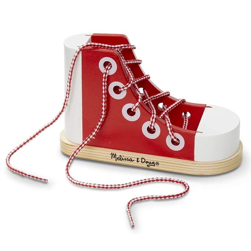 Melissa And Doug Deluxe Wood Lacing Sneaker - Learn to Tie a Shoe