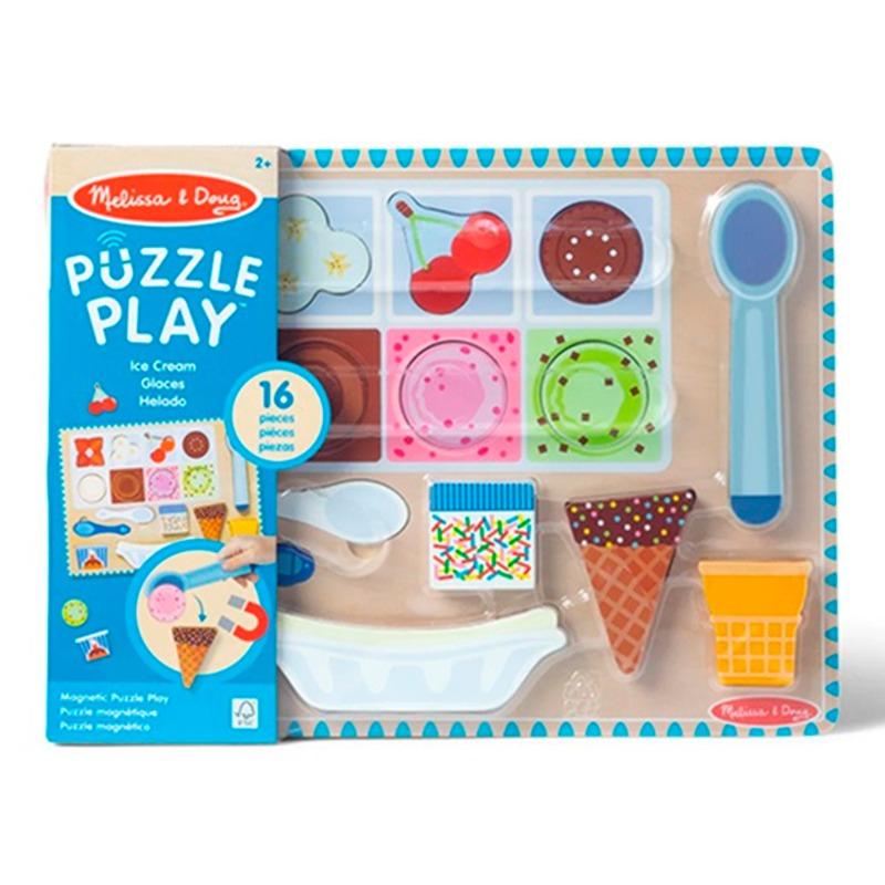 Melissa and Doug Wooden Magnetic Ice Cream Puzzle & Play Set - 16 Pieces