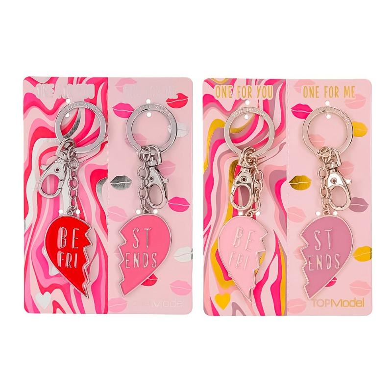 Top Model Heart Shaped Keychain Two Pieces - Multiple Colors