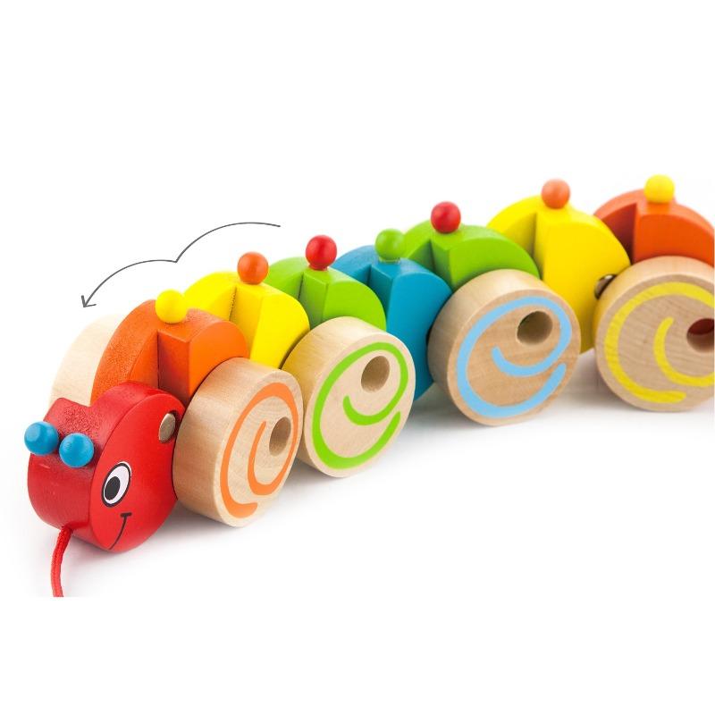 VIGA Wooden Pull Along - Caterpillar