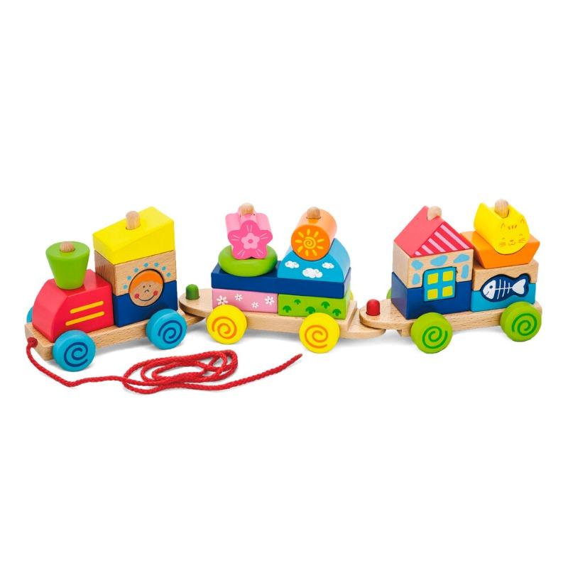 VIGA - Wooden Pull Along Stacking Train