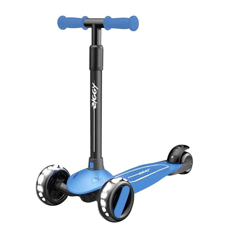 زيجي - سكوتر ثلاثي العجلات بإضاءة إل إي دي - لون أزرق