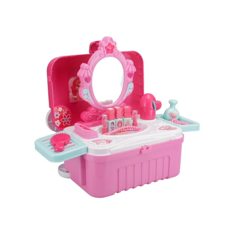 مجموعة أدوات التجميل الكبيرة باللون الوردي