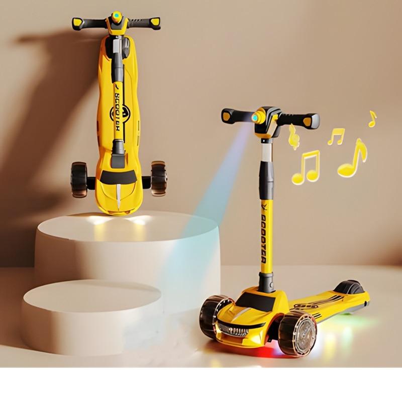 Kids Three Wheel Scooter With The Flash Light - Yellow