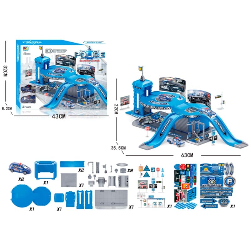 Assembly Alloy Police Car Parking Lot Playset 41 Pcs