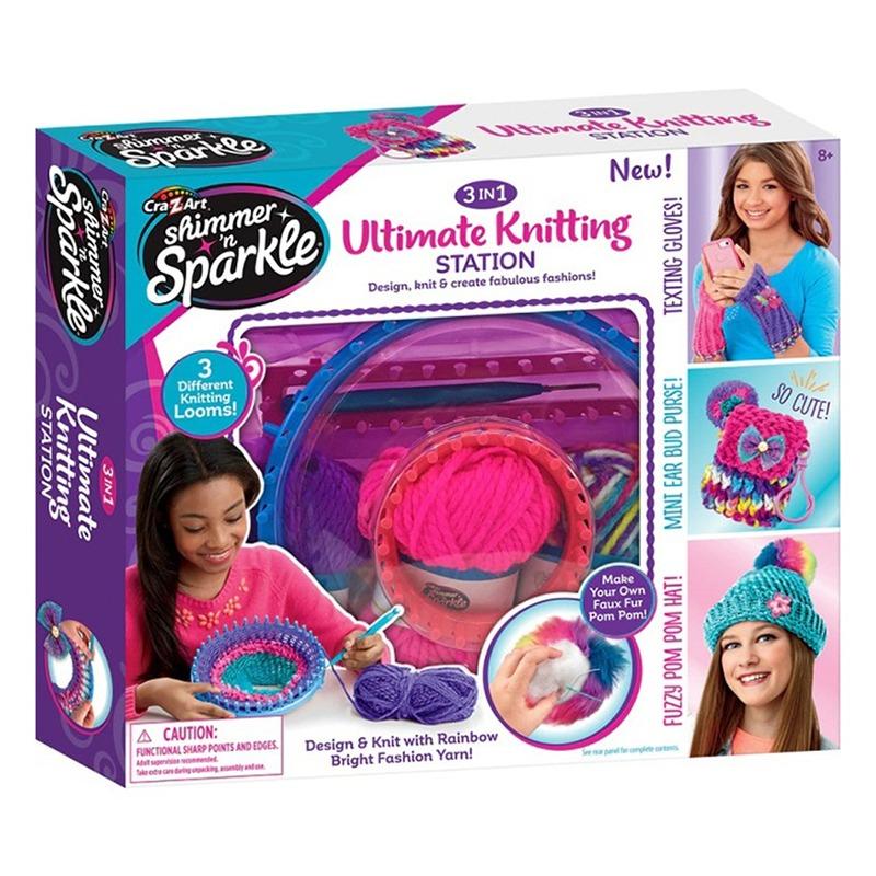 Cra-Z-Art Shimmer N Sparkle 3 In 1 Knit And Crochet Creations Studio