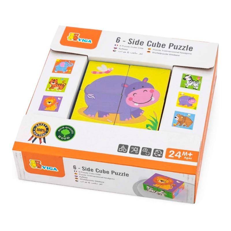 VIGA 6 Side Cube Puzzle - Wild Animals
