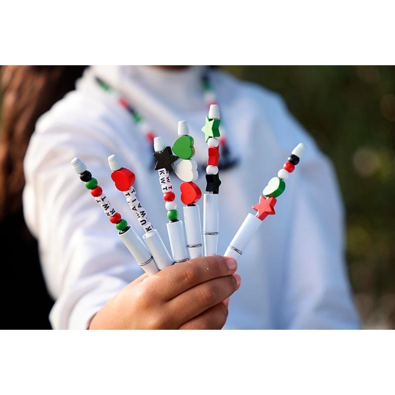 Twinsco Pens With Beads - Colors Of The Kuwait Flag