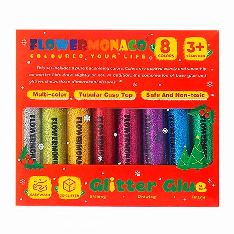 Lebze Monaco Fluorescent Glitter Glue 8 Colors Washable