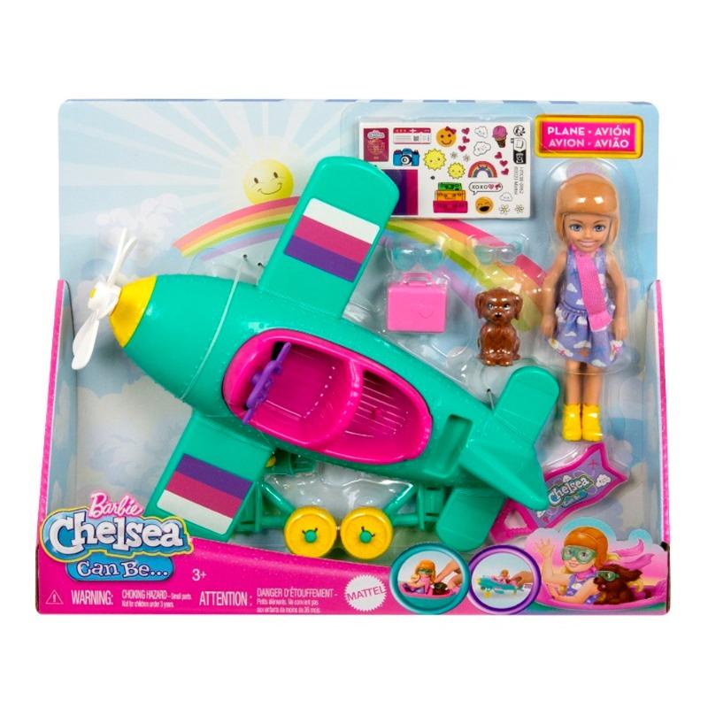 Barbie Chelsea Doll with Her Plane and 7 Accessories