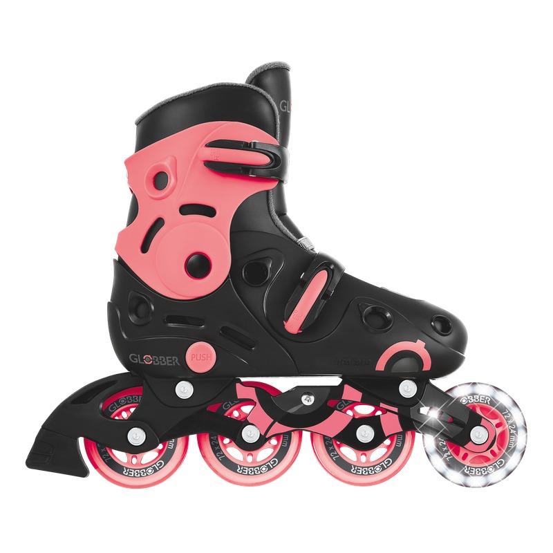 Globber Go Skates Adjustable Inline Skating Shoes for Kids – Coral Pink Size 34-37