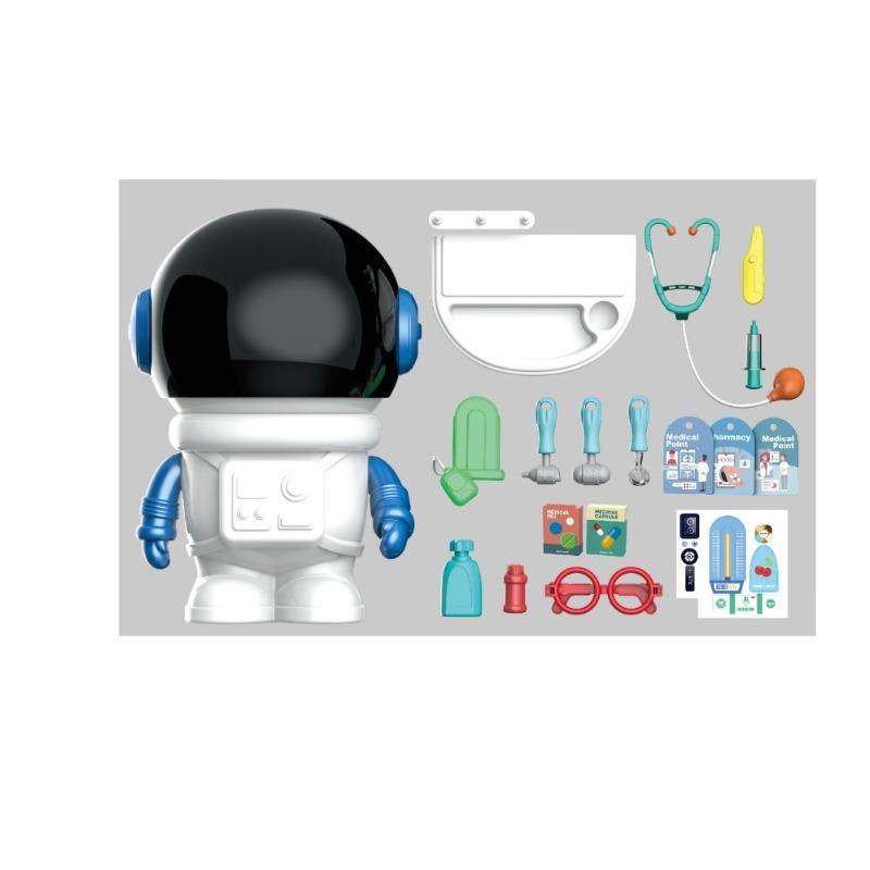 حزمة مجموعة أدوات الطبيب بتصميم الفضاء + مجموعة رعاية الحيوانات الأليفة بتصميم رائد فضاء