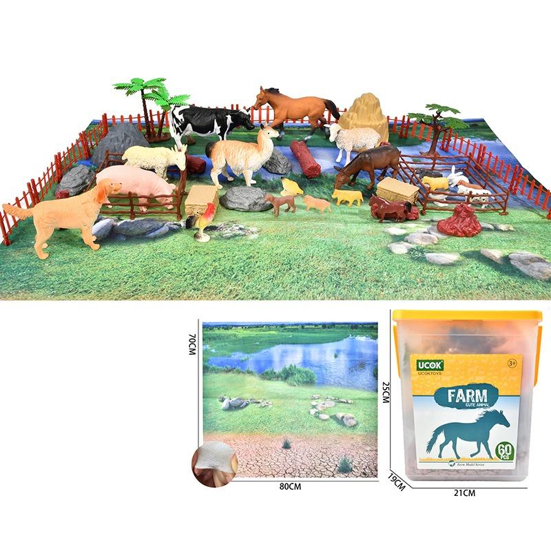 Animals Figure Set 60 Pcs With Non Woven Map