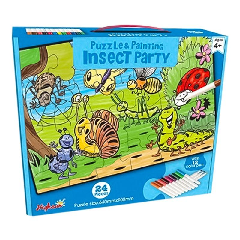 Insect Puzzle With 12 Color Pen - 24 Pcs