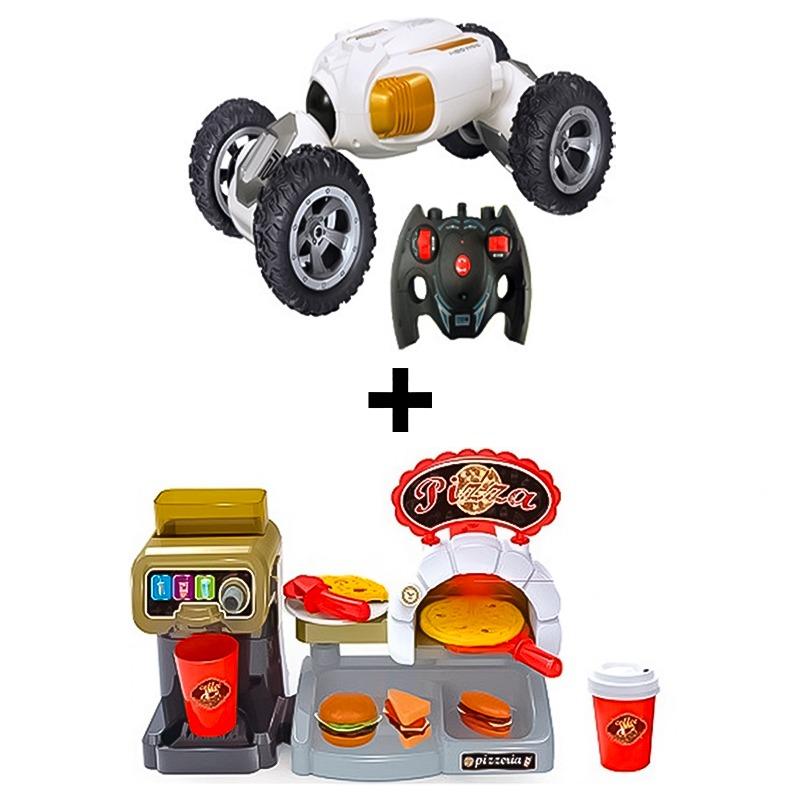Coffee Machine Set With Lights Sounds + Torsion Car With RC Bundle