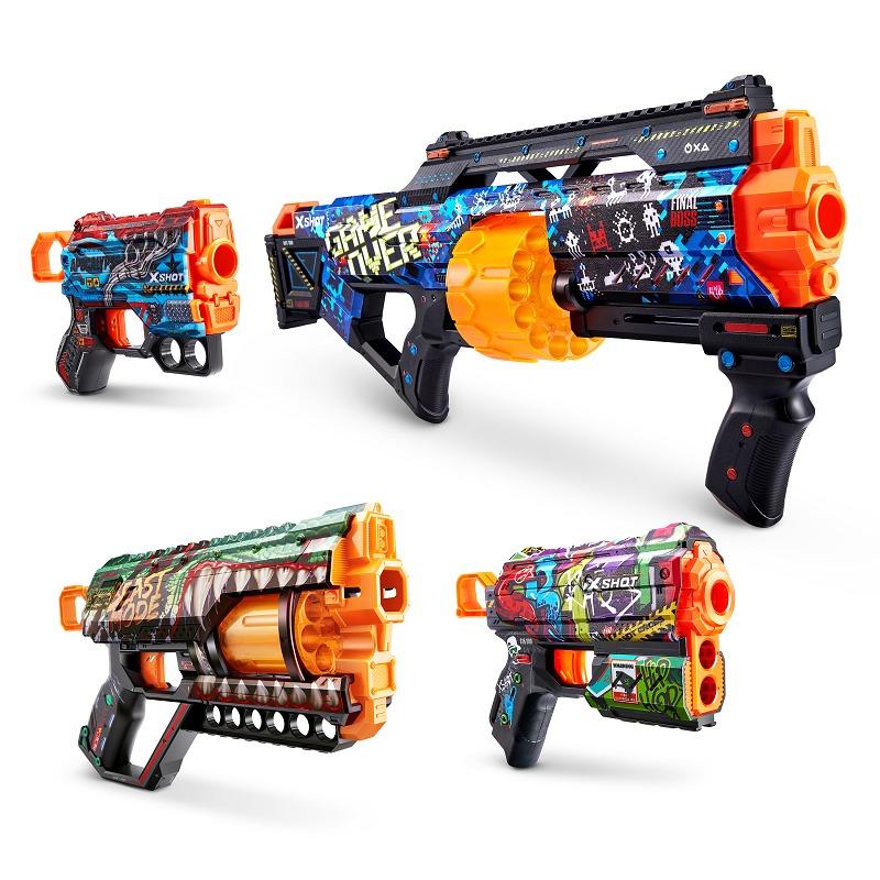 X-Shot Pack Of Four Toy Guns Mix Combo