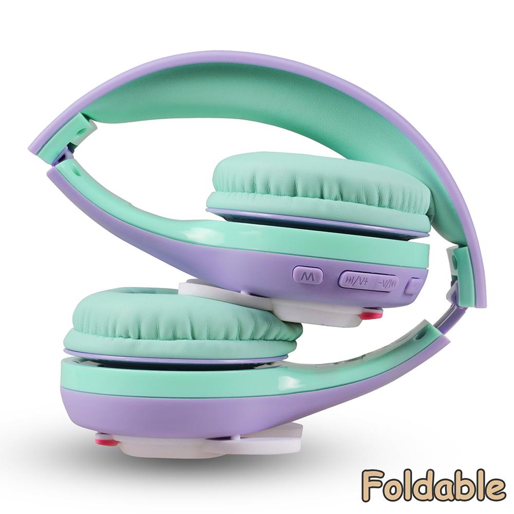 Riwbox Rabbit Bluetooth Headphones -Purple Green