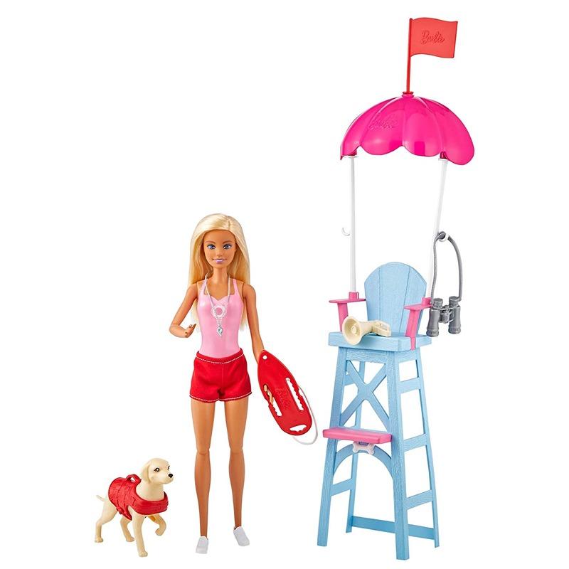 Barbie Lifeguard Playset Blonde Doll (12-in), Swim Outfit
