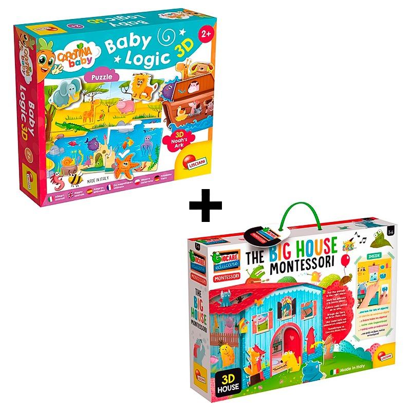 Lisciani Carotina Baby Logic 3D Animals + Montessori The Big House Bundle