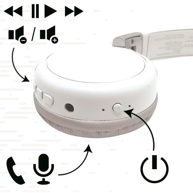 ليكسي بوك - سماعات راس بلوتوث 2 في 1 قابلة للطي لون أبيض